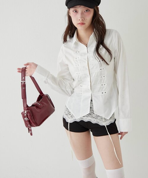 WHO'S WHO gallery(フーズフーギャラリー)の「【WEB限定】ナポレオンコンパクトシャツ(シャツ/ブラウス・レディース・ネイビー/オフホワイト/ベージュ/ブラック・FREE)」の19枚目の写真