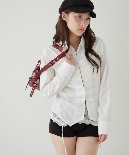 WHO'S WHO gallery(フーズフーギャラリー)の「【WEB限定】ナポレオンコンパクトシャツ(シャツ/ブラウス・レディース・ネイビー/オフホワイト/ベージュ/ブラック・FREE)」の21枚目の写真