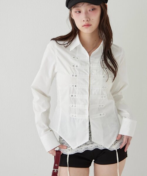 WHO'S WHO gallery(フーズフーギャラリー)の「【WEB限定】ナポレオンコンパクトシャツ(シャツ/ブラウス・レディース・ネイビー/オフホワイト/ベージュ/ブラック・FREE)」の22枚目の写真