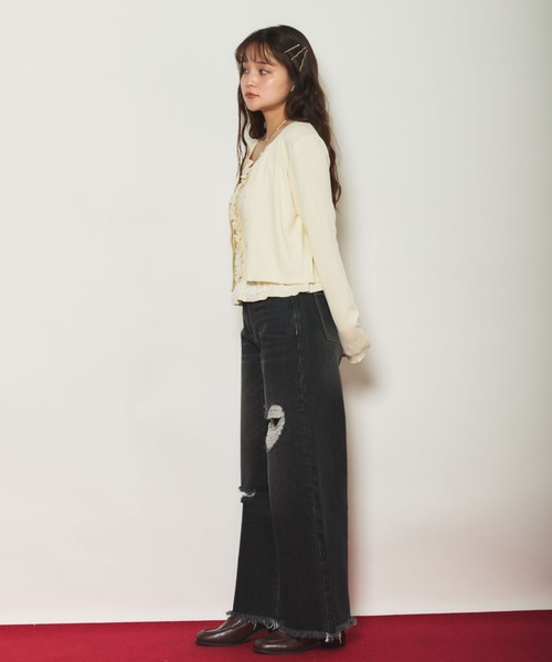 archives(アルシーヴ)の「ハートダメージデニム(デニムパンツ・レディース・ロイヤルブルー/ブラック・SMALL/MEDIUM)」の3枚目の写真