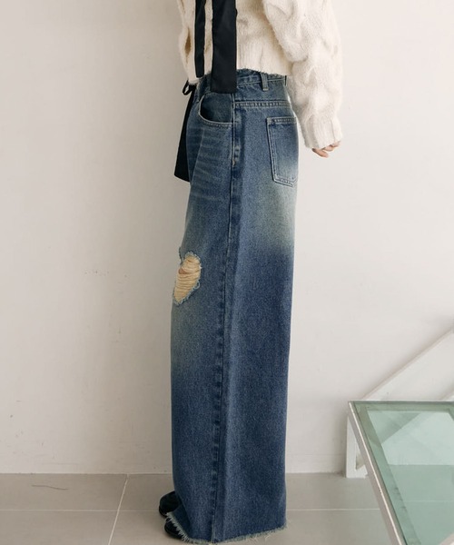 archives(アルシーヴ)の「ハートダメージデニム(デニムパンツ・レディース・ロイヤルブルー/ブラック・SMALL/MEDIUM)」の6枚目の写真