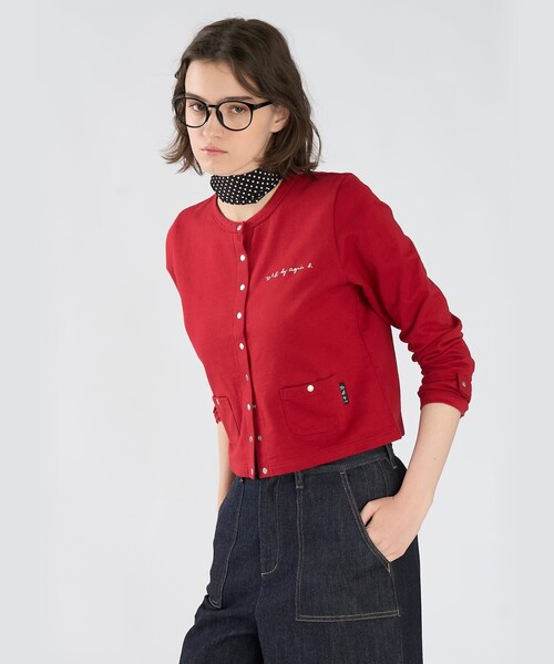 To b. by agnes b.(トゥービーバイアニエスベー)の「To b. by agnes b.× green label relaxing オーガニックコットン ニュートラディショナルカーディガン(カーディガン/ボレロ・レディース・レッド・FREE)」の3枚目の写真