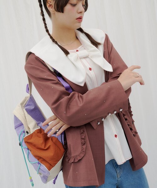HELLO.SANFRANCISCO(ハローサンフランシスコ)の「【HELLO.SANFRANCISCO】リボンビックカラーブラウス(シャツ/ブラウス・レディース・ブルー/ホワイト・ONE SIZE)」の8枚目の写真