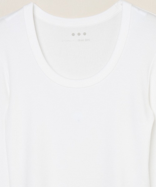 three dots(スリードッツ)の「レーヨンニットリブジャージー クロップドジェシカ(Tシャツ/カットソー・レディース・ネイビー・MEDIUM)」の4枚目の写真