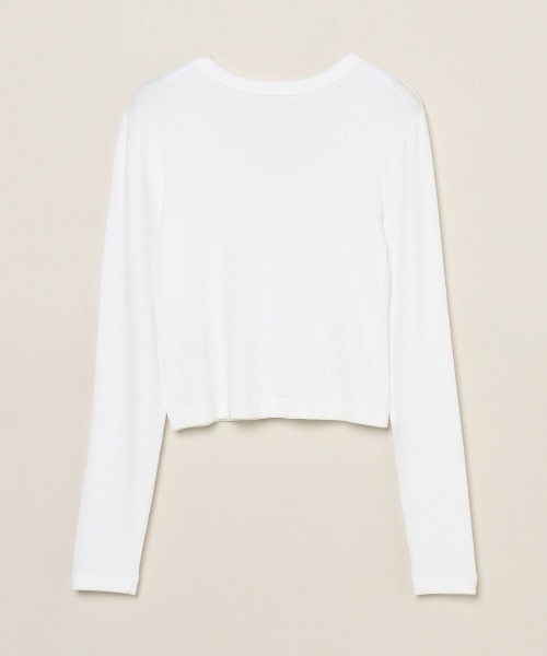 three dots(スリードッツ)の「レーヨンニットリブジャージー クロップドジェシカ(Tシャツ/カットソー・レディース・ネイビー・MEDIUM)」の3枚目の写真