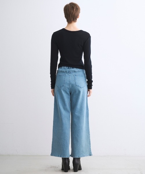three dots(スリードッツ)の「レーヨンニットリブジャージー クロップドジェシカ(Tシャツ/カットソー・レディース・ネイビー・MEDIUM)」の12枚目の写真
