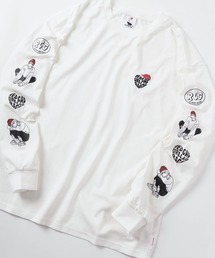【70】【RED CAP GIRL/レッドキャップガール】ハートロゴワンポイント 袖プリント ロングスリーブTシャツ/ユニセックス/レディース/メンズ