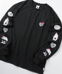 【70】【RED CAP GIRL/レッドキャップガール】ハートロゴワンポイント 袖プリント ロングスリーブTシャツ/ユニセックス/レディース/メンズ