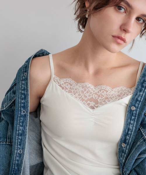 bijorie(ビジュリィ)の「【bijorie】カップ付きレースギャザーキャミ(インナーウェア/肌着・レディース・ブラック/グレー/シルバーグレー・LARGE/MEDIUM)」の7枚目の写真