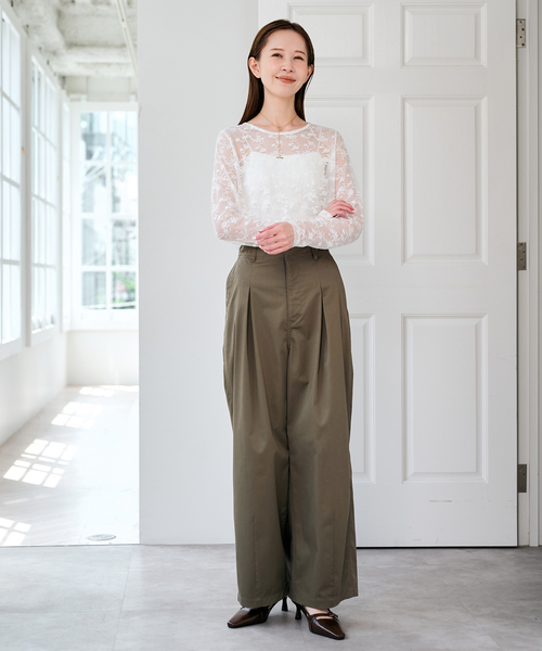 U by SPICK&SPAN(ユーバイスピックアンドスパン)の「ストレッチレースクループルオーバー(Tシャツ/カットソー・レディース・ブラック/ホワイト・FREE)」の19枚目の写真