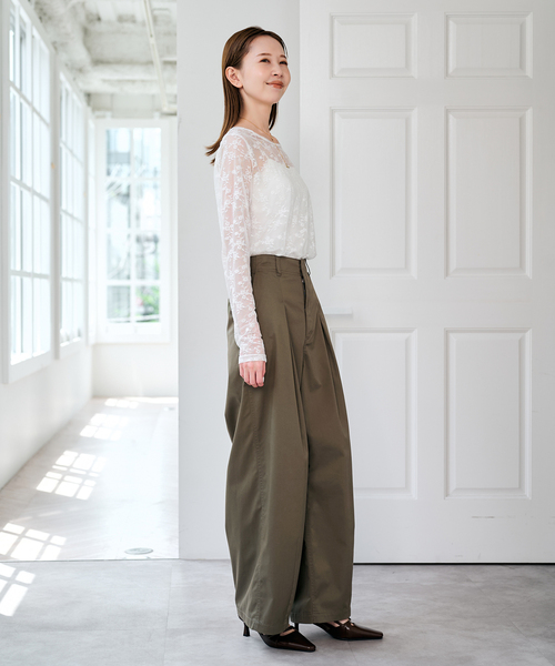 U by SPICK&SPAN(ユーバイスピックアンドスパン)の「ストレッチレースクループルオーバー(Tシャツ/カットソー・レディース・ブラック/ホワイト・FREE)」の20枚目の写真