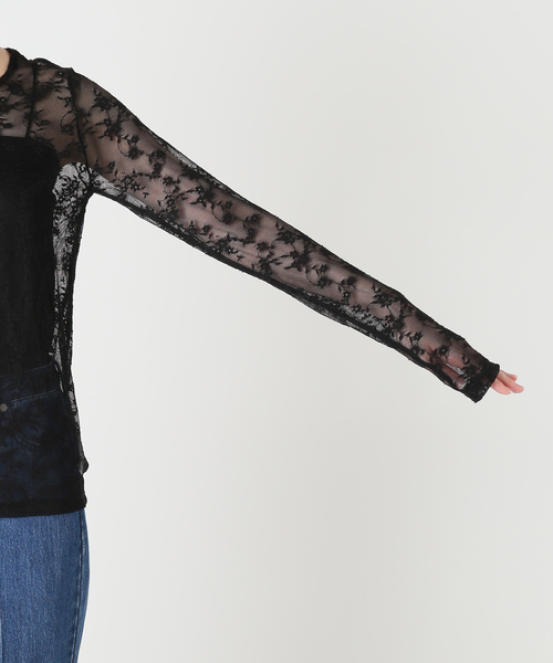 U by SPICK&SPAN(ユーバイスピックアンドスパン)の「ストレッチレースクループルオーバー(Tシャツ/カットソー・レディース・ブラック/ホワイト・FREE)」の8枚目の写真