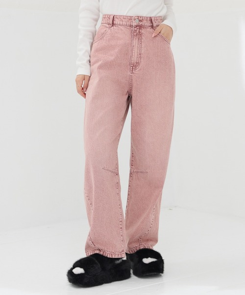 Honeys(ハニーズ)の「カラーカーブパンツ(デニムパンツ・レディース・ピンク系1/イエロー・L/LL/M/S/SS)」の2枚目の写真