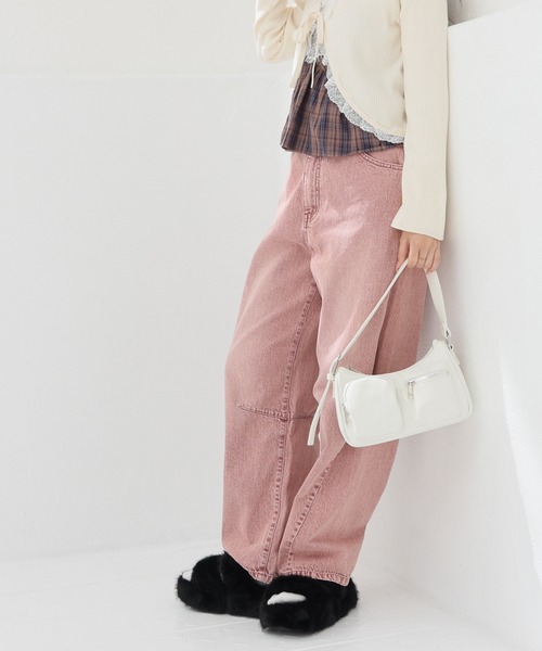 Honeys(ハニーズ)の「カラーカーブパンツ(デニムパンツ・レディース・ピンク系1/イエロー・L/LL/M/S/SS)」の5枚目の写真