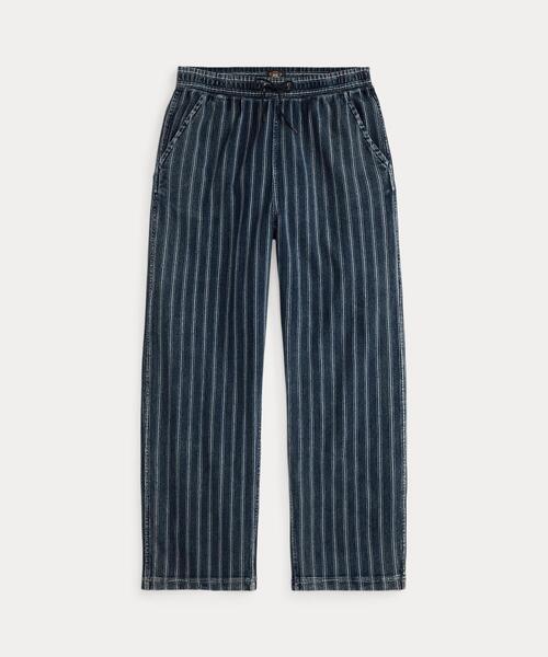 RRL(ダブル アール エル)の「インディゴ ストライプド コットンリネン ジャージー パンツ(その他パンツ・レディース・ネイビー系1・2/3/4/5/1)」の1枚目の写真