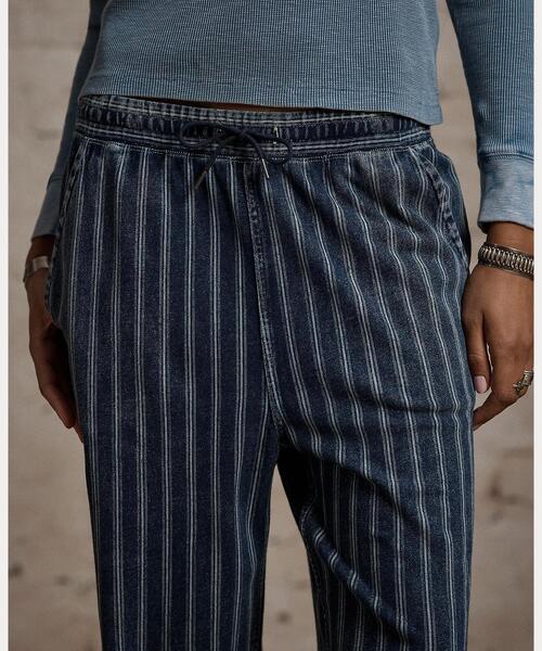 RRL(ダブル アール エル)の「インディゴ ストライプド コットンリネン ジャージー パンツ(その他パンツ・レディース・ネイビー系1・2/3/4/5/1)」の7枚目の写真