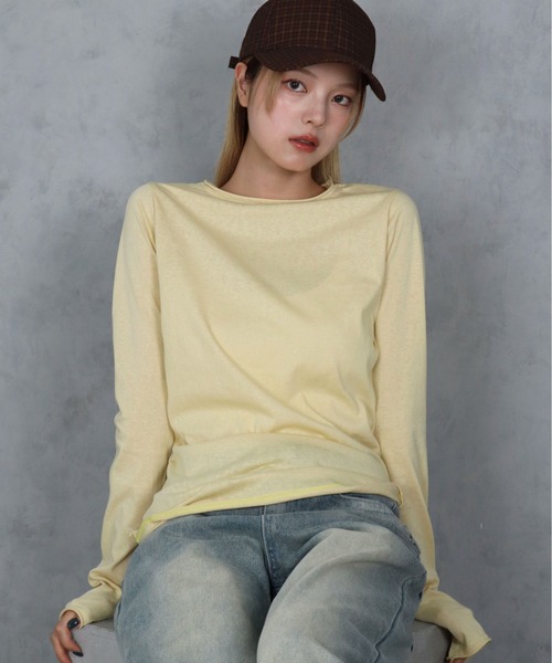 BARELY BLUE(ベアリーブルー)の「【 BARELY BLUE / ベアリーブルー 】 ライト フィット ロングスリーブ トップス / ロンT(Tシャツ/カットソー・レディース・ブラック/イエロー/ブルー・FREE)」の10枚目の写真