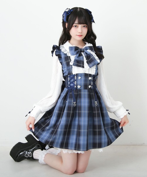 DearMyLove(ディアマイラブ)の「ハイウエストレースアップリボンハートワンピース(ワンピース・レディース・ネイビー/ブラック/レッド・3L/LARGE/MEDIUM)」の5枚目の写真