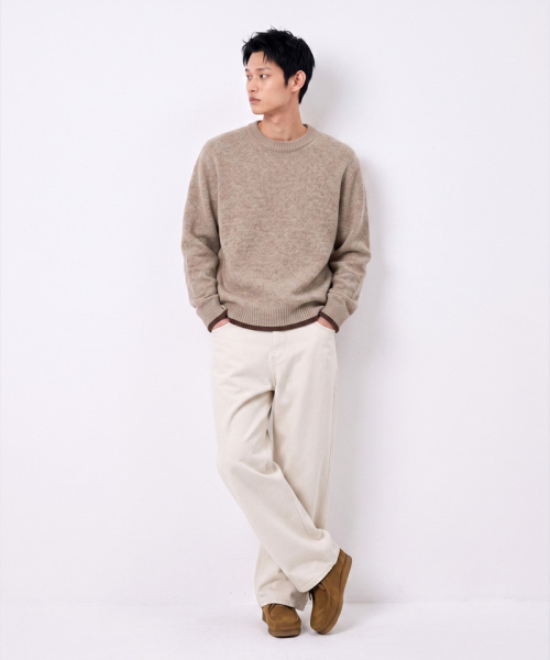 UNDEROFF(アンダーオフ)の「セミクロップ裾配色ニットベージュ(ニット/セーター・レディース・ベージュ・MEDIUM/LARGE/X-LARGE)」の6枚目の写真