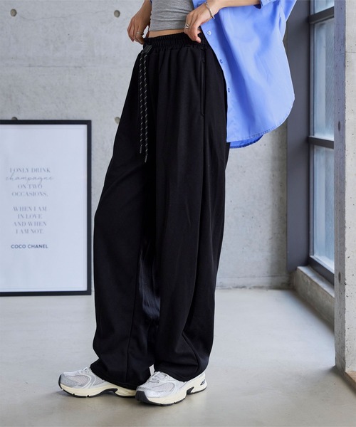 KOBE LETTUCE(コウベレタス)の「M L スウェットワイドパンツ(スウェットパンツ・レディース・杢グレー/ブラック/チャコール・M/L)」の5枚目の写真