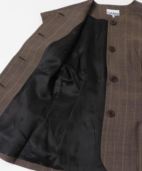GANNI(ガニー)の「GANNI WOOL STRIPE CAP SLEEVE BLOUSE(シャツ/ブラウス・レディース・ブラウン系その他・38)」の3枚目の写真