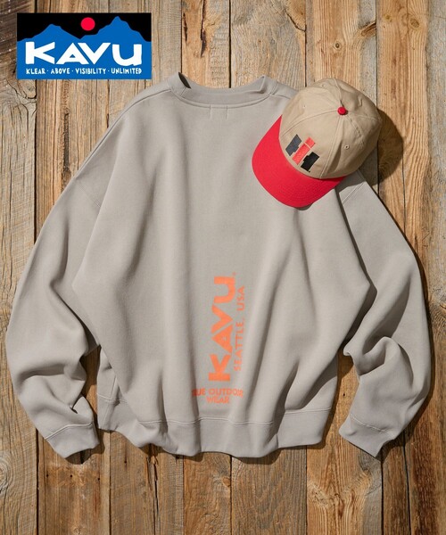 KAVU（カブー）の「KAVU/カブー 限定展開 KAVU×FREAK'S STORE / カブ― 別注 クルーネック スウェット / バーチャルロゴ（Tシャツ/カットソー・メンズ・グレイッシュベージュ/ブラック/ネイビー/アッシュグレー・LARGE/SMALL/MEDIUM）」の6枚目の写真