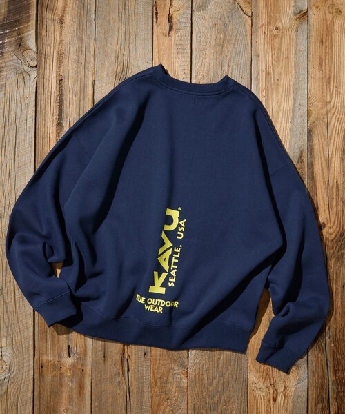 KAVU（カブー）の「KAVU/カブー 限定展開 KAVU×FREAK'S STORE / カブ― 別注 クルーネック スウェット / バーチャルロゴ（Tシャツ/カットソー・メンズ・グレイッシュベージュ/ブラック/ネイビー/アッシュグレー・LARGE/SMALL/MEDIUM）」の16枚目の写真