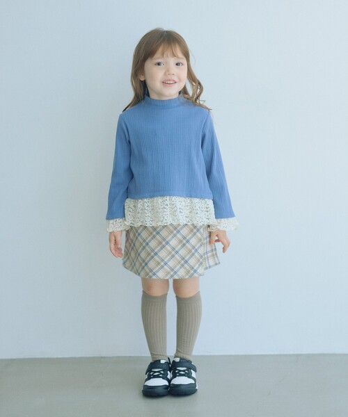 green label relaxing(グリーンレーベルリラクシング)の「キモウ チェック キュロット スカート / キッズ 100cm-160cm(スカート・キッズ・ナチュラル・130cm/110cm/100cm/140cm/160cm/120cm/150cm)」の3枚目の写真