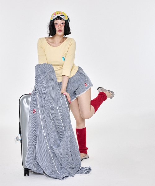 YEGG(イェグ)の「チェックショートパンツ ネイビー(その他パンツ・レディース・その他・FREE)」の4枚目の写真