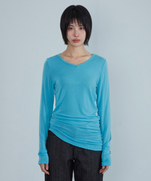 ke311. カーブシアーTシャツ アクアブルー