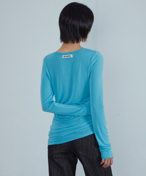 KIJIKO(キジコ)の「ke311. カーブシアーTシャツ アクアブルー(Tシャツ/カットソー・レディース・その他・FREE)」の2枚目の写真