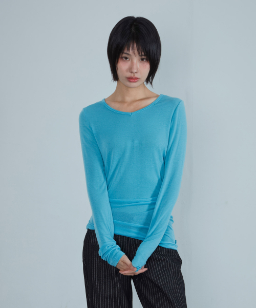 KIJIKO(キジコ)の「ke311. カーブシアーTシャツ アクアブルー(Tシャツ/カットソー・レディース・その他・FREE)」の4枚目の写真