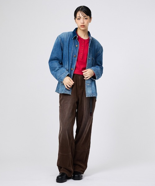 REMI RELIEF(レミレリーフ)の「【REMI RELIEF/レミレリーフ】9.5ozネップDENIMカバーオール(衿コーデュロイ)/デニム/アウター(ブルゾン・レディース・ブルー・フリー)」の2枚目の写真