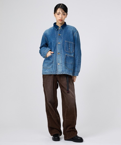 REMI RELIEF(レミレリーフ)の「【REMI RELIEF/レミレリーフ】9.5ozネップDENIMカバーオール(衿コーデュロイ)/デニム/アウター(ブルゾン・レディース・ブルー・フリー)」の6枚目の写真