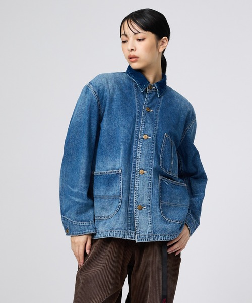 REMI RELIEF(レミレリーフ)の「【REMI RELIEF/レミレリーフ】9.5ozネップDENIMカバーオール(衿コーデュロイ)/デニム/アウター(ブルゾン・レディース・ブルー・フリー)」の7枚目の写真