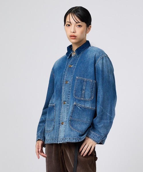 REMI RELIEF(レミレリーフ)の「【REMI RELIEF/レミレリーフ】9.5ozネップDENIMカバーオール(衿コーデュロイ)/デニム/アウター(ブルゾン・レディース・ブルー・フリー)」の8枚目の写真