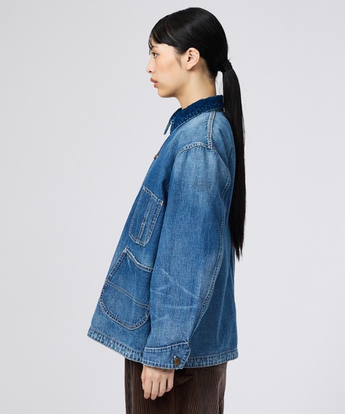 REMI RELIEF(レミレリーフ)の「【REMI RELIEF/レミレリーフ】9.5ozネップDENIMカバーオール(衿コーデュロイ)/デニム/アウター(ブルゾン・レディース・ブルー・フリー)」の10枚目の写真