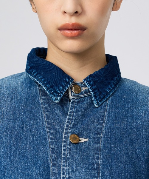REMI RELIEF(レミレリーフ)の「【REMI RELIEF/レミレリーフ】9.5ozネップDENIMカバーオール(衿コーデュロイ)/デニム/アウター(ブルゾン・レディース・ブルー・フリー)」の12枚目の写真
