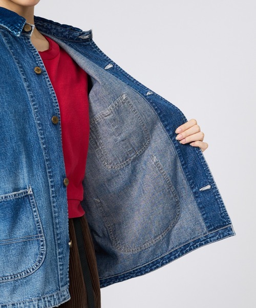 REMI RELIEF(レミレリーフ)の「【REMI RELIEF/レミレリーフ】9.5ozネップDENIMカバーオール(衿コーデュロイ)/デニム/アウター(ブルゾン・レディース・ブルー・フリー)」の19枚目の写真