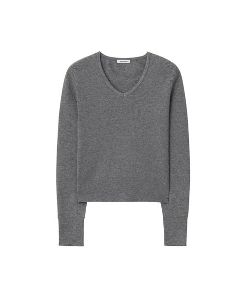 1993STUDIO(1993スタジオ)の「Wベーシック リブ編み クロップド vneck ニット(3色)(ニット/セーター・レディース・ネイビー/杢グレー/ブラック・SMALL/MEDIUM/LARGE)」の1枚目の写真