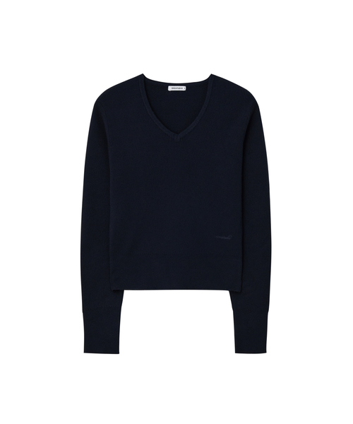 1993STUDIO(1993スタジオ)の「Wベーシック リブ編み クロップド vneck ニット(3色)(ニット/セーター・レディース・ネイビー/杢グレー/ブラック・SMALL/MEDIUM/LARGE)」の3枚目の写真