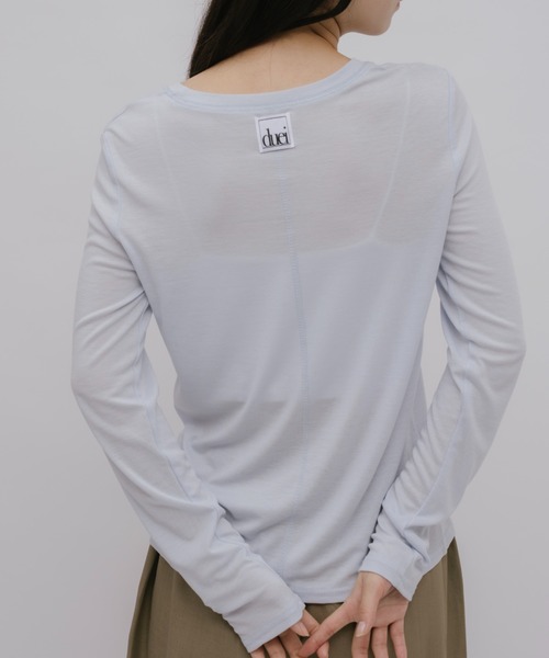 duei(デュイ)の「ソフトカラークルーネックロンT(Tシャツ/カットソー・レディース・ライトブルー/イエロー/ブラウン・FREE)」の1枚目の写真