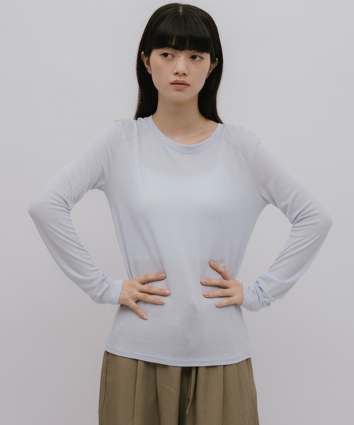 duei(デュイ)の「ソフトカラークルーネックロンT(Tシャツ/カットソー・レディース・ライトブルー/イエロー/ブラウン・FREE)」の12枚目の写真