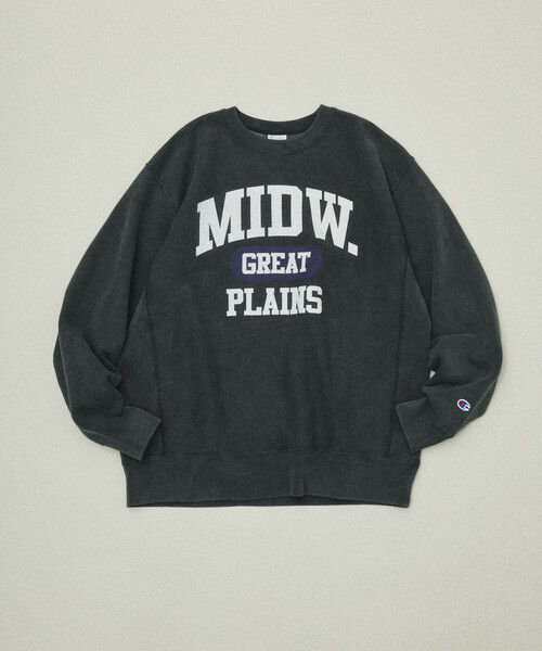 Champion(チャンピオン)の「Champion/チャンピオン 別注 REVERSE WEAVE VINTAGE WASH PRINT SWEAT/リバースウィーブ ヴィンテージウォッシュ プリント スウェット(スウェット・メンズ・チャコールグレー/ライトグレー/ブラック/ネイビー/ブラウン/グレー/シルバー/インディゴブルー/グリーン/ナチュラル・SMALL/MEDIUM/LARGE/X-LARGE)」の2枚目の写真
