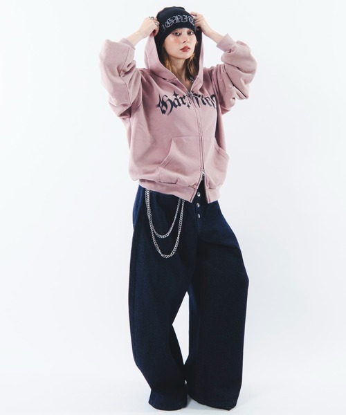SHORT ROUND(ショートラウンド)の「SHORT ROUND/【26年秋冬新作】ブリーチグラフィックZIPパーカー(パーカー・メンズ・ピンク/ブラック系その他/サックスブルー・MEDIUM/LARGE)」の10枚目の写真