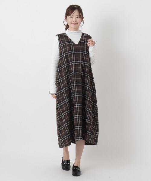 one'sterrace（ワンズテラス）の「ネル前後着用ワンピース（ワンピース・レディース・ブラック系8/グレー系4/ダークブラウン系8・02）」の17枚目の写真
