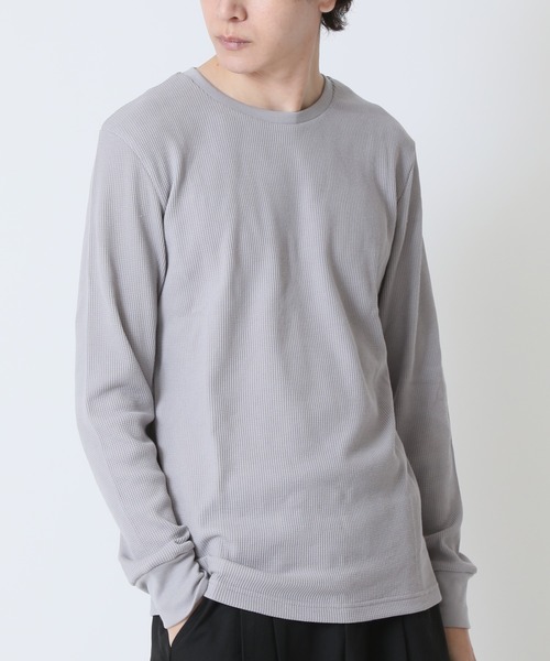 ARCADE(アーケード)の「サーマル ワッフルカットソー 長袖Tシャツ レギュラーフィット クルーネック 無地T rayo D sole(Tシャツ/カットソー・メンズ・グレー/ブラック/ホワイト/ネイビー・M/L/XL)」の3枚目の写真