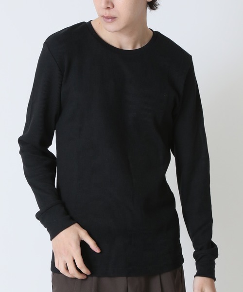 ARCADE(アーケード)の「サーマル ワッフルカットソー 長袖Tシャツ レギュラーフィット クルーネック 無地T rayo D sole(Tシャツ/カットソー・メンズ・グレー/ブラック/ホワイト/ネイビー・M/L/XL)」の2枚目の写真