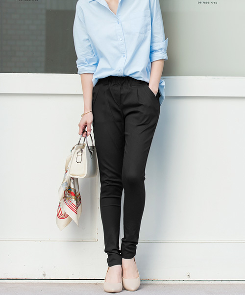 Pierrot（ピエロ）の「【ラインがキレイで履きやすい】ストレッチ サルエルパンツ/ジョッパーズ（その他パンツ・レディース・ブラック/カーキ/ネイビー/カモフラージュ/ストライプ/チェック/オフホワイト/ベージュ/ホワイト系その他・L/M）」の3枚目の写真