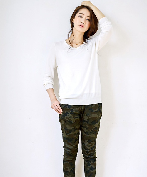 Pierrot（ピエロ）の「【ラインがキレイで履きやすい】ストレッチ サルエルパンツ/ジョッパーズ（その他パンツ・レディース・ブラック/カーキ/ネイビー/カモフラージュ/ストライプ/チェック/オフホワイト/ベージュ/ホワイト系その他・L/M）」の14枚目の写真